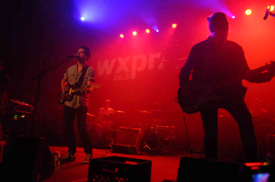 Bassist Jon Jamenson looms large next to lead singer Matt Vazquez.