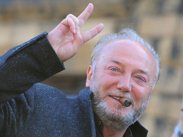 British politician George Galloway celebrated today after winning the Bradford West by-election in northern England.
