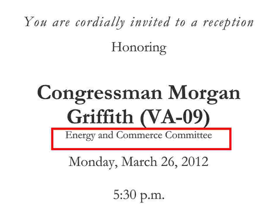 Invitations to fundraisers for members of Congress frequently mention which committees they serve on. Invitations to fundraisers for members of Congress frequently mention which committees they serve on.