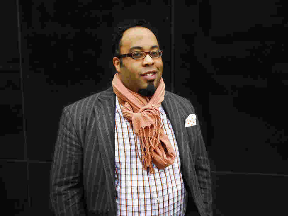 Poet Kevin Young visits NPR headquarters in Washington, D.C., on Friday as a NewsPoet guest.