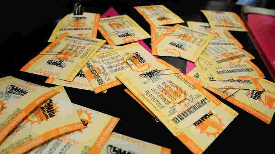 Mega Millions lottery tickets.