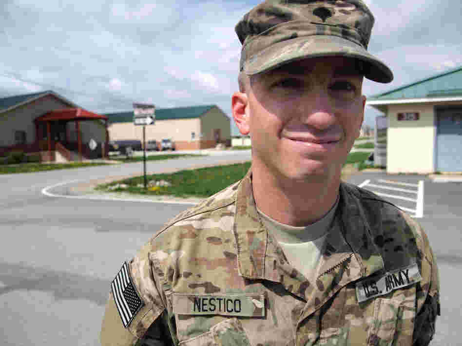 Spc. Jonathan Nestico, 27, just completed his first combat tour with the 182nd Infantry Regiment. Nestico saw a mental health counselor at Camp Atterbury to start working through some issues: an IED attack, his family's financial problems and worries about fitting in back home.