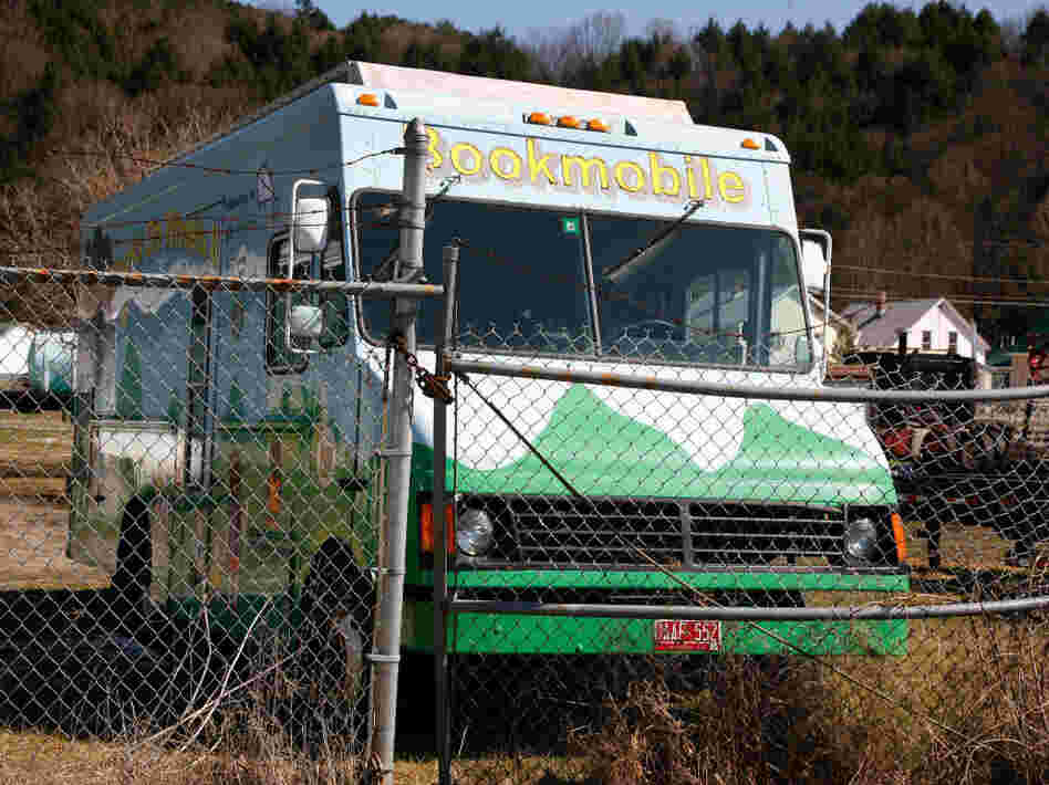 The broken-down Cobleigh Public Library bookmobile sits idle at a storage facility in Lyndonville, Vt. Supporters are raising money to put it back on the road.