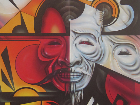 A detail from the cover of Minoru Muraoka's collaboration with Herbie Mann, Gagaku and Beyond.