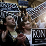  Supporters of Texas Rep. Ron Paul cheer as the Republican presidential candidate speaks on March 28 at the University of Maryland in College Park, Md.