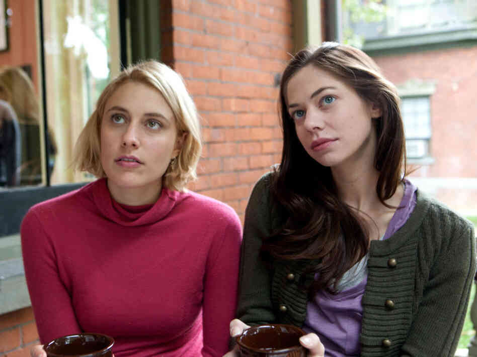 In Damsels in Distress, Greta Gerwig (left) plays high-minded, take-charge coed Violet — who invites transfer student Lily (Analeigh Tipton) into a set of friends whose mission it is to cheer up the depressed and improve the socially lacking. In Damsels in Distress, Greta Gerwig (left) plays high-minded, take-charge coed Violet — who invites transfer student Lily (Analeigh Tipton) into a set of friends whose mission it is to cheer up the depressed and improve the socially lacking.