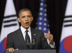 President Obama delivers remarks at Hankuk University in Seoul, South Korea, last week. During his visit, Obama warned Pyongyang against more provocative actions, at the same time reiterating the U.S. has no hostile intent toward North Korea. President Obama delivers remarks at Hankuk University in Seoul, South Korea, last week. During his visit, Obama warned Pyongyang against more provocative actions, at the same time reiterating the U.S. has no hostile intent toward North Korea.
