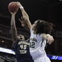 Baylor's Brittney Griner (42) blocking a shot by Georgia Tech's' Sasha Goodlett on March 24. Baylor's Brittney Griner (42) blocking a shot by Georgia Tech's' Sasha Goodlett on March 24.