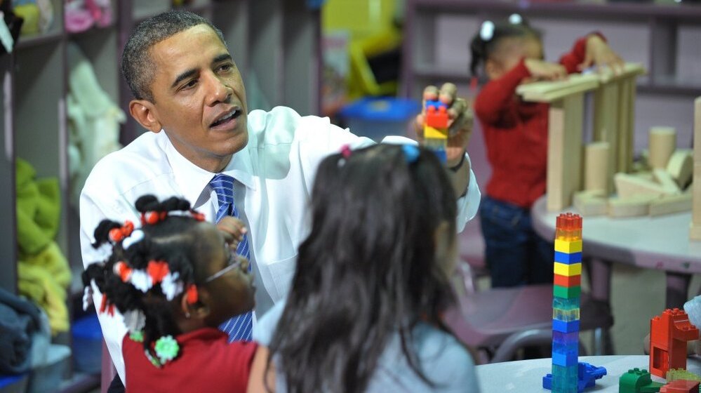 President Obama plays with children at a Head Start center in Yeadon, Pa. The Obama administration is requiring some Head Start programs to compete for continued federal funding.