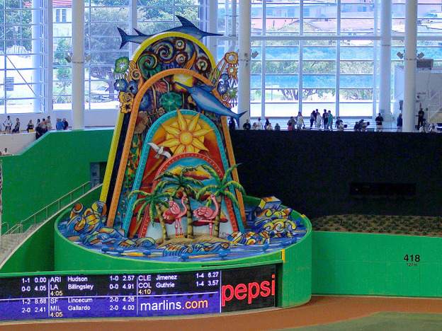 A mechanical sculpture by Red Grooms will animate everytime a home run is hit yb a Marlin.