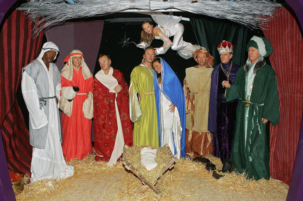 The celebrity nativity scene at Madame Tussauds is shown in London in December 2004.