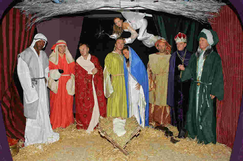 The celebrity nativity scene at Madame Tussauds is shown in London in December 2004.