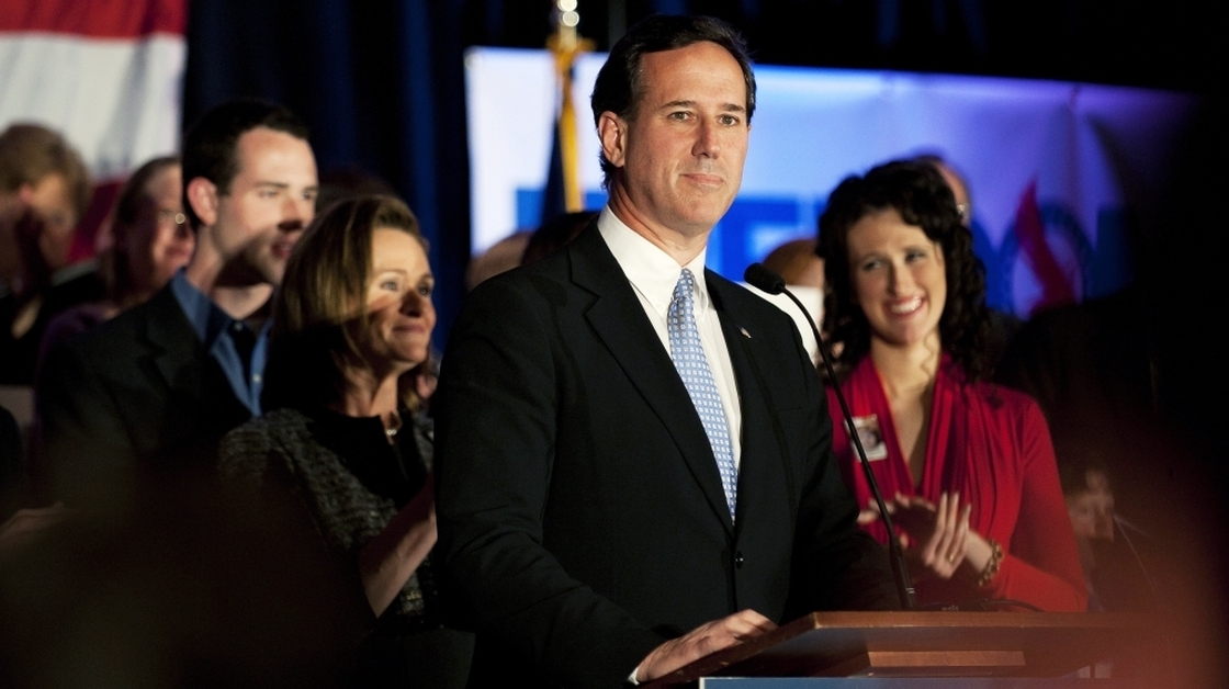 Republican presidential candidate, former U.S. Sen. Rick Santorum speaks at a campaign rally at Four Seasons Sheraton in Mars, Pa., Monday night. Rival Mitt Romney won the Washington, D.C., Maryland and Wisconsin primaries.