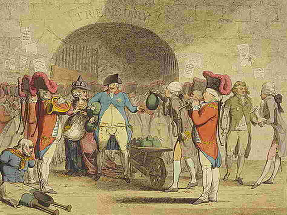An 18th century political cartoon entitled "A New Way to Pay the National Debt." An 18th century political cartoon entitled "A New Way to Pay the National Debt."