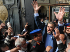 Khairat el-Shater, a leader of Egypt's Muslim Brotherhood, leaves the election committee headquarters in Cairo on Thursday after registering for the presidential election next month. A delegation from the Brotherhood is currently visiting Washington to talk about the group's plans for Egypt's future. Khairat el-Shater, a leader of Egypt's Muslim Brotherhood, leaves the election committee headquarters in Cairo on Thursday after registering for the presidential election next month. A delegation from the Brotherhood is currently visiting Washington to talk about the group's plans for Egypt's future.