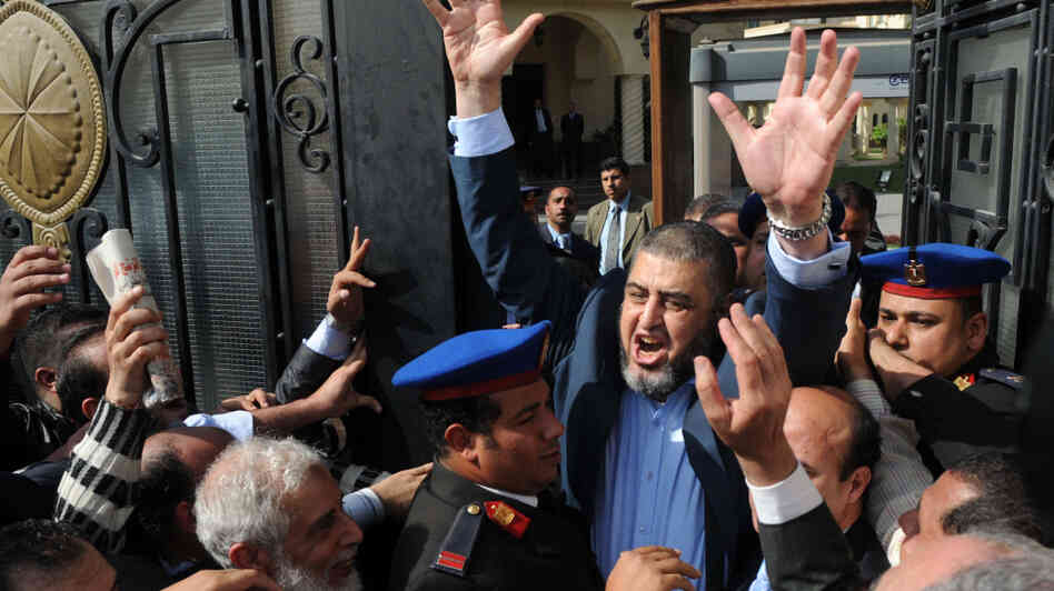 Khairat el-Shater, a leader of Egypt's Muslim Brotherhood, leaves the election committee headquarters in Cairo on Thursday after registering for the presidential election next month. A delegation from the Brotherhood is currently visiting Washington to talk about the group's plans for Egypt's future. Khairat el-Shater, a leader of Egypt's Muslim Brotherhood, leaves the election committee headquarters in Cairo on Thursday after registering for the presidential election next month. A delegation from the Brotherhood is currently visiting Washington to talk about the group's plans for Egypt's future.