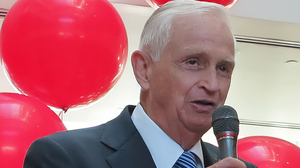Bill Marriott talks to students at the Marriott School of Management on the Campus of Brigham Young University in Provo, Utah, on Tuesday. The school was celebrating his 80th birthday.