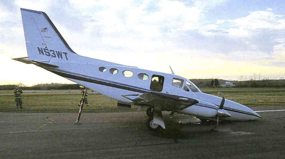 Down safely: Helen Collins successfully landed this small plane after the pilot, her husband, suffered a heart attack. 