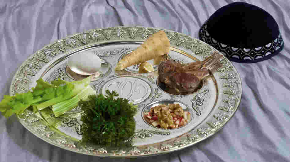 A traditional Jewish Seder plate for Passover.