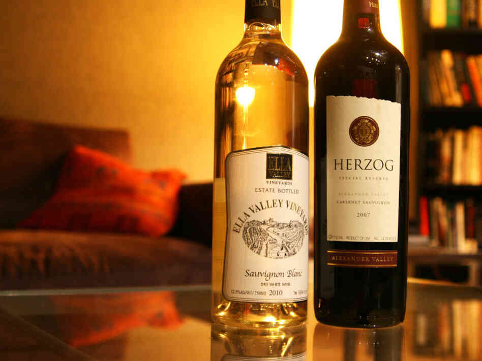  The sauvignon blanc 2010 (left) is from the Ella Valley Vineyards in Israel and has a fresh, vibrant and fruity flavor. The Herzog 2007 Special Reserve cabernet sauvignon (right) is from the Alexander Valley of California. It's a mevushal bottle that remains kosher even if served by a non-Jew. 