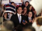 Rick Santorum speaks in Mars, Pa., on Tuesday, after Mitt Romney swept primaries in Wisconsin, Washington, D.C., and Maryland. In his speech, Santorum declared that it's "halftime" in the race for delegates and the GOP nomination. Rick Santorum speaks in Mars, Pa., on Tuesday, after Mitt Romney swept primaries in Wisconsin, Washington, D.C., and Maryland. In his speech, Santorum declared that it's "halftime" in the race for delegates and the GOP nomination.