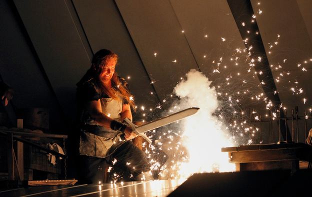 Not a new Food Network show: tenor Jay Hunter Morris, as Siegfried forging his sword, in the Metropolitan Opera's controversial Ring cycle.