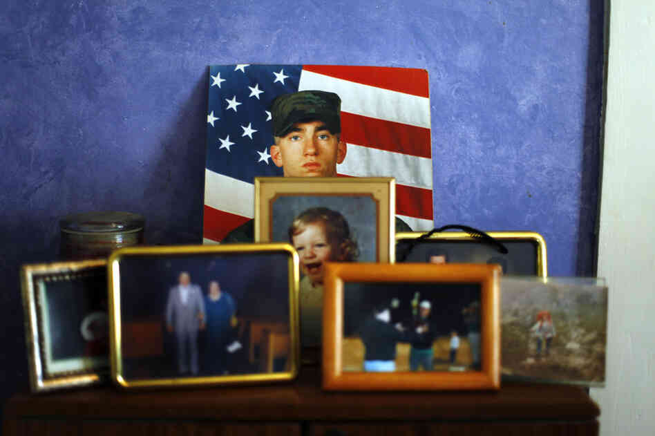 A portrait of Spc. John Nestico, 27, is displayed in his family's home in Woburn, Mass. Nestico wanted to be a soldier since he was a little boy, his mother, Judy says. 