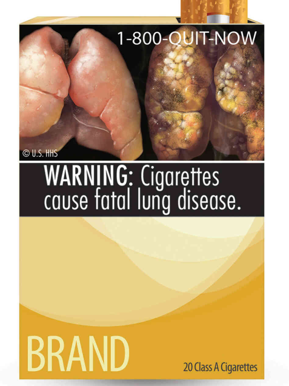 This image provided by the U.S. Food and Drug Administration shows one of nine new warning labels it wants cigarette makers to use. Tobacco companies have sued, claiming the mandate is unconstitutional.