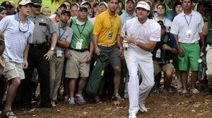 Watson following the path of his shot.