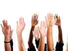 Raised hands variety of races. Raised hands variety of races.