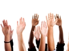 Raised hands variety of races. Raised hands variety of races.