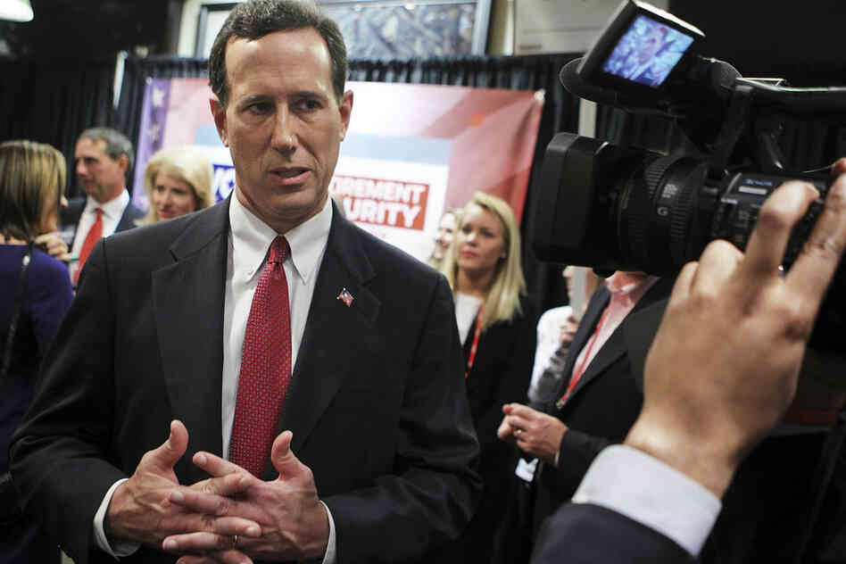 After another debate, in Spartanburg, S.C., on Nov. 12, Santorum speaks to members of the media. 