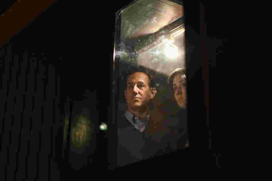 Santorum tours a vintage train car on April 1 in Green Bay, Wis. His loss in Wisconsin led many pundits to declare his campaign over. 
