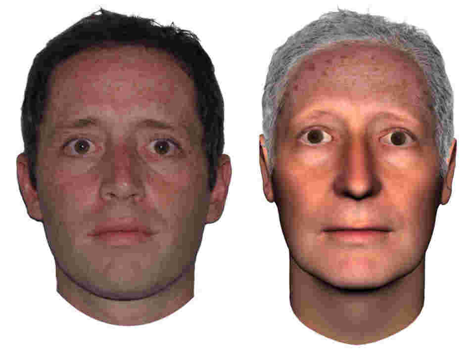  Professor Hal Hershfield (left), 32, uses a computer program to get an idea of what he might look like at 70 (right). 