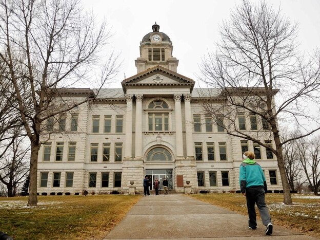 In Iowa, cutbacks in the state's judicial staff have led to long waits for retrieving documents from courthouses like this one in Muscatine. 