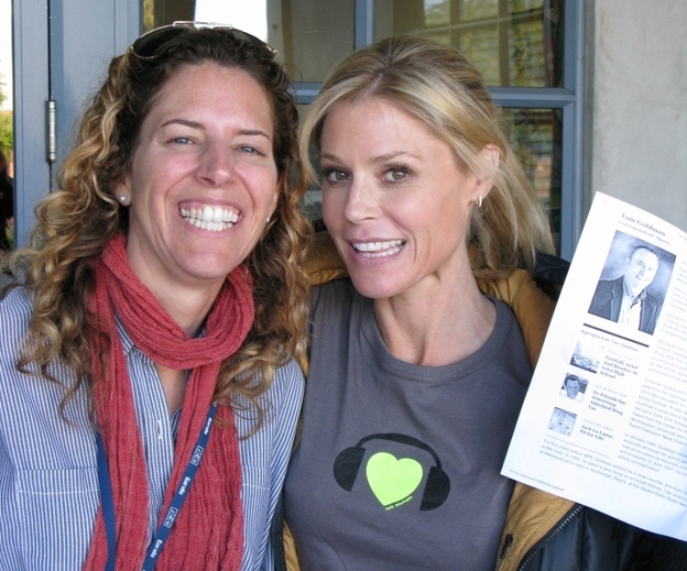 Julie Bowen posing with National Desk Producer Amy Walters and self-confessed Modern Family enthusiast and NPR Sports Correspondent Tom Goldman (his head shot at least)