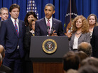 President Obama, with millionaires and their assistants, makes a point on the "Buffett Rule" in Washington, DC, Wednesday, April 11, 2012. President Obama, with millionaires and their assistants, makes a point on the "Buffett Rule" in Washington, DC, Wednesday, April 11, 2012.