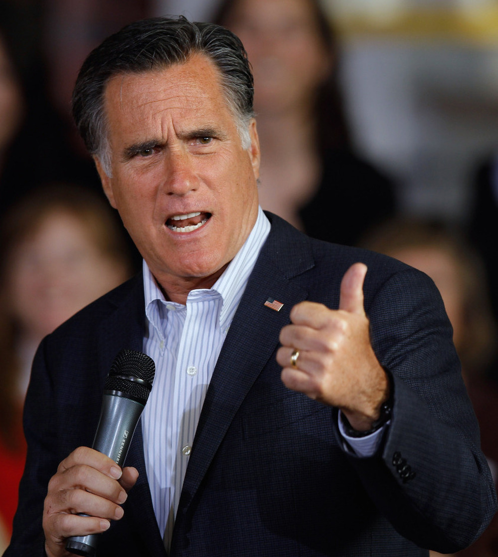 Republican presidential candidate Mitt Romney at a campaign event Tuesday in Wilmington, Del. 