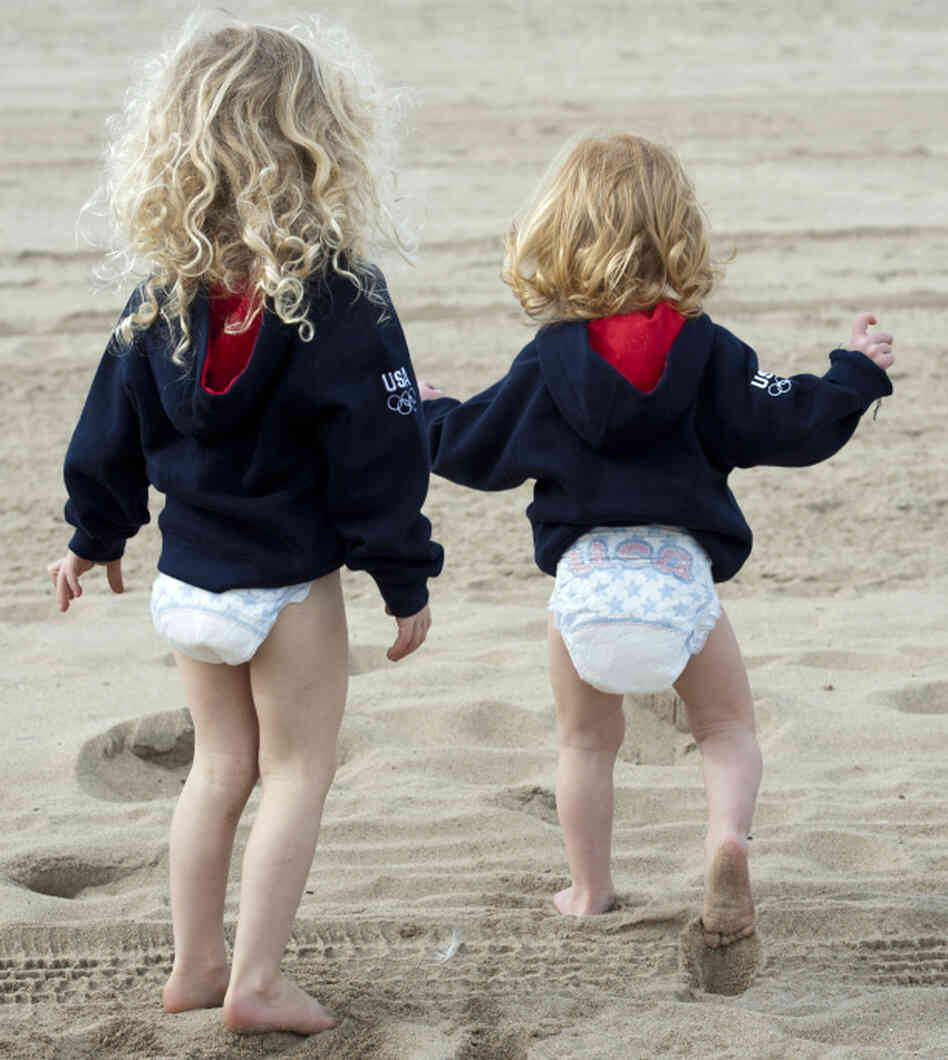 Kerri Walsh, who is sponsored by Pampers, says her sons, pictured here, will wear the company's special "Team USA" diapers during the 2012 London Games.