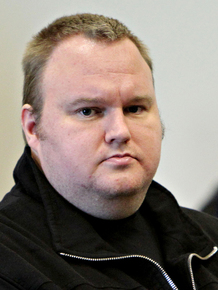 Megaupload boss Kim Dotcom in February as he is granted bail in a New Zealand court. Dotcom is in New Zealand waiting on a U.S. bid to extradite him on online piracy charges. Megaupload boss Kim Dotcom in February as he is granted bail in a New Zealand court. Dotcom is in New Zealand waiting on a U.S. bid to extradite him on online piracy charges.