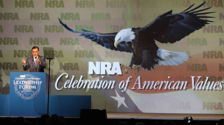 Mitt Romney speaks at the 138th National Rifle Association of America meetings on May 15, 2009, in Phoenix. 