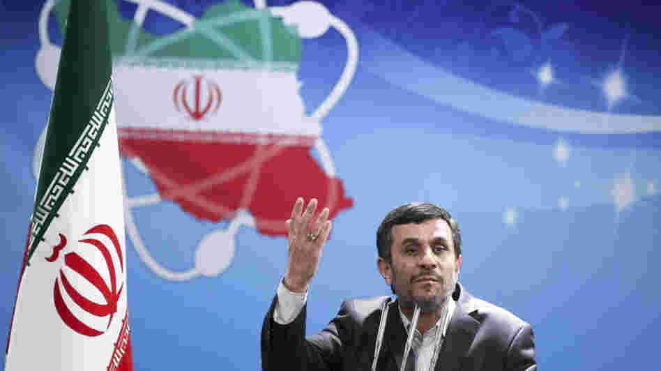 Iranian President Mahmoud Ahmadinejad delivers a speech during Iran's Nuclear Technology Day at the presidential palace in Tehran, Iran, on April 8. 