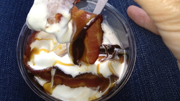 A close encounter with the Burger King bacon sundae. (Courtesy of Sam Bradley)