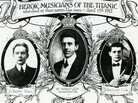 Portraits of Wallace Hartley (top center) and the other musicians aboard the Titanic, published after the ship sank in 1912. Portraits of Wallace Hartley (top center) and the other musicians aboard the Titanic, published after the ship sank in 1912.