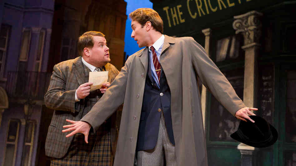 Adapted from The Servant of Two Masters, the new comedy One Man, Two Guvnors follows the "always famished and easily confused" Francis Henshall (James Corden, left), who must combat his own befuddlement while keeping both of his employers — a local gangster and criminal-in-hiding Stanley Stubbers (Oliver Chris) — from meeting. Adapted from The Servant of Two Masters, the new comedy One Man, Two Guvnors follows the "always famished and easily confused" Francis Henshall (James Corden, left), who must combat his own befuddlement while keeping both of his employers — a local gangster and criminal-in-hiding Stanley Stubbers (Oliver Chris) — from meeting.