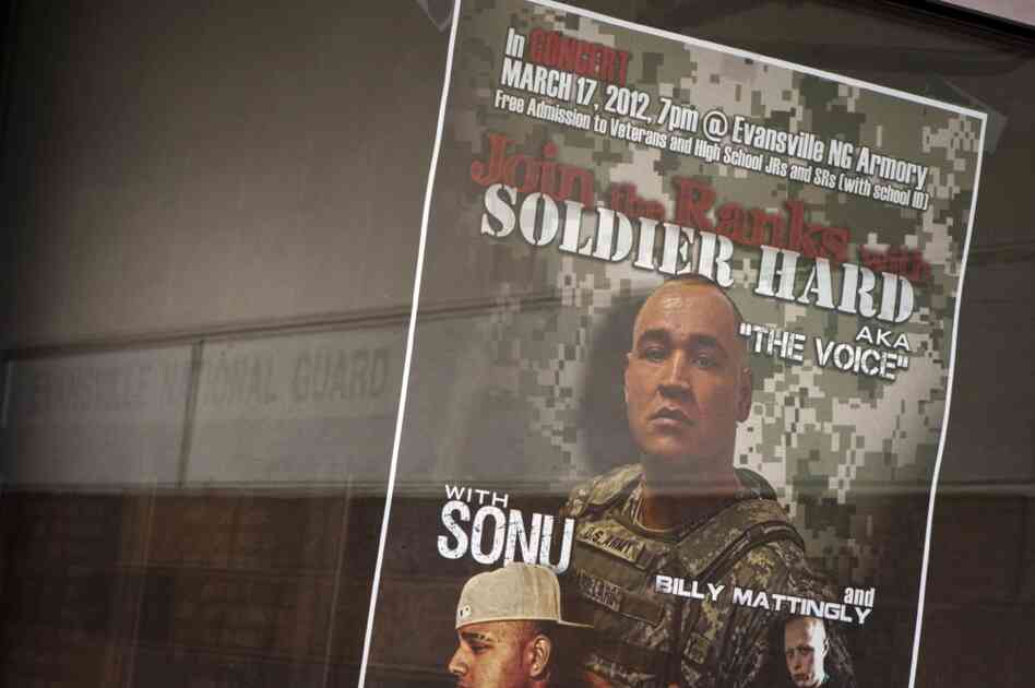 A poster promotes Barillaro's hip-hop performance in Evansville.