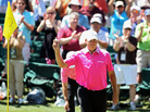 Bo Van Pelt celebrates his hole-in-one during the final round of the Masters on April 8. New research suggests that golfers may be able to improve their games by believing the hole they're aiming for is larger than it really is. Bo Van Pelt celebrates his hole-in-one during the final round of the Masters on April 8. New research suggests that golfers may be able to improve their games by believing the hole they're aiming for is larger than it really is.