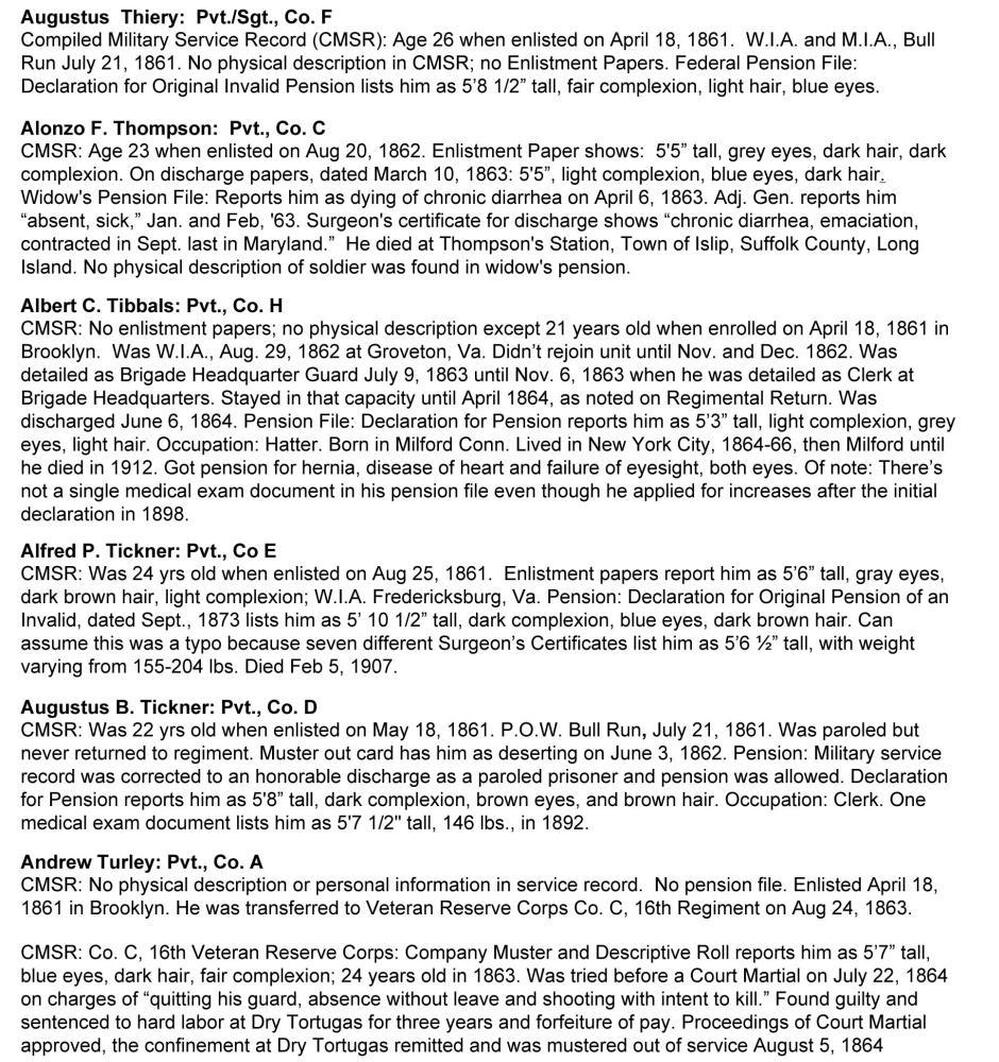 Here are the notes that Vonnie Zullo took while researching the various people with "A.T." initials.