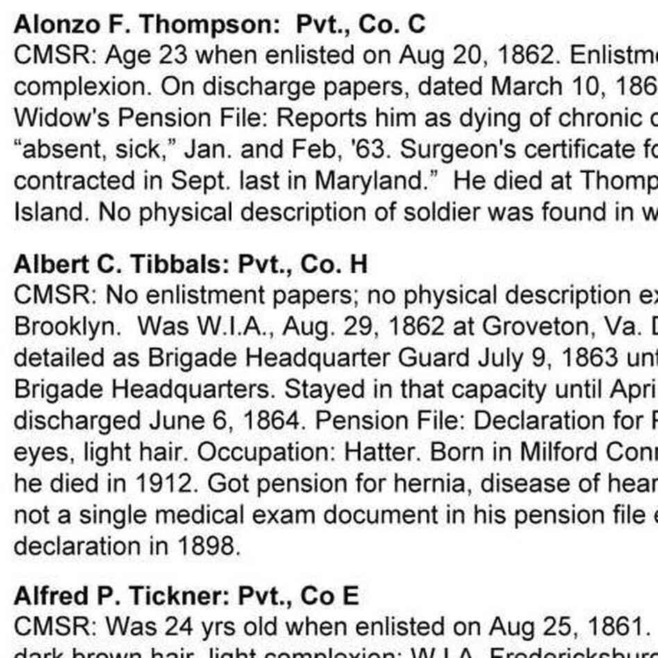 Here are the notes that Vonnie Zullo took while researching the various people with "A.T." initials.