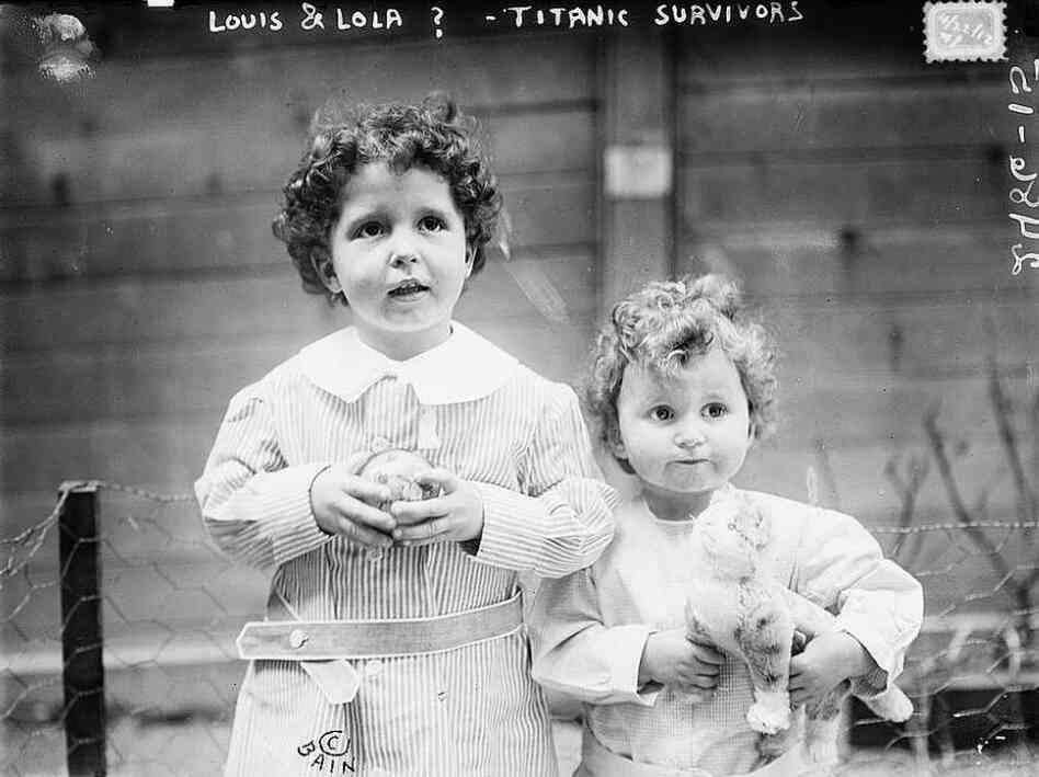This photo was taken before the "orphans" of the Titanic were fully identified. The boys are French brothers Michel (age 4) and Edmond Navratil (age 2).